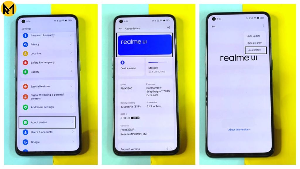 Inport Realme UI 5.0 Rollback File